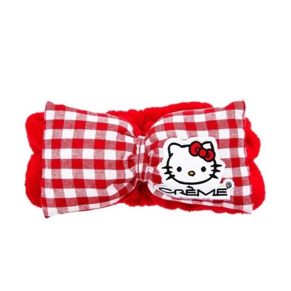 Hello Kitty x the Creme Shop Plush Spa Headband Limited Edition Red Gingham - Picture 4 of 5